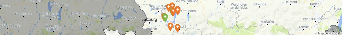 Kartenansicht für Apotheken-Notdienste in der Nähe von Innerschwand am Mondsee (Vöcklabruck, Oberösterreich)